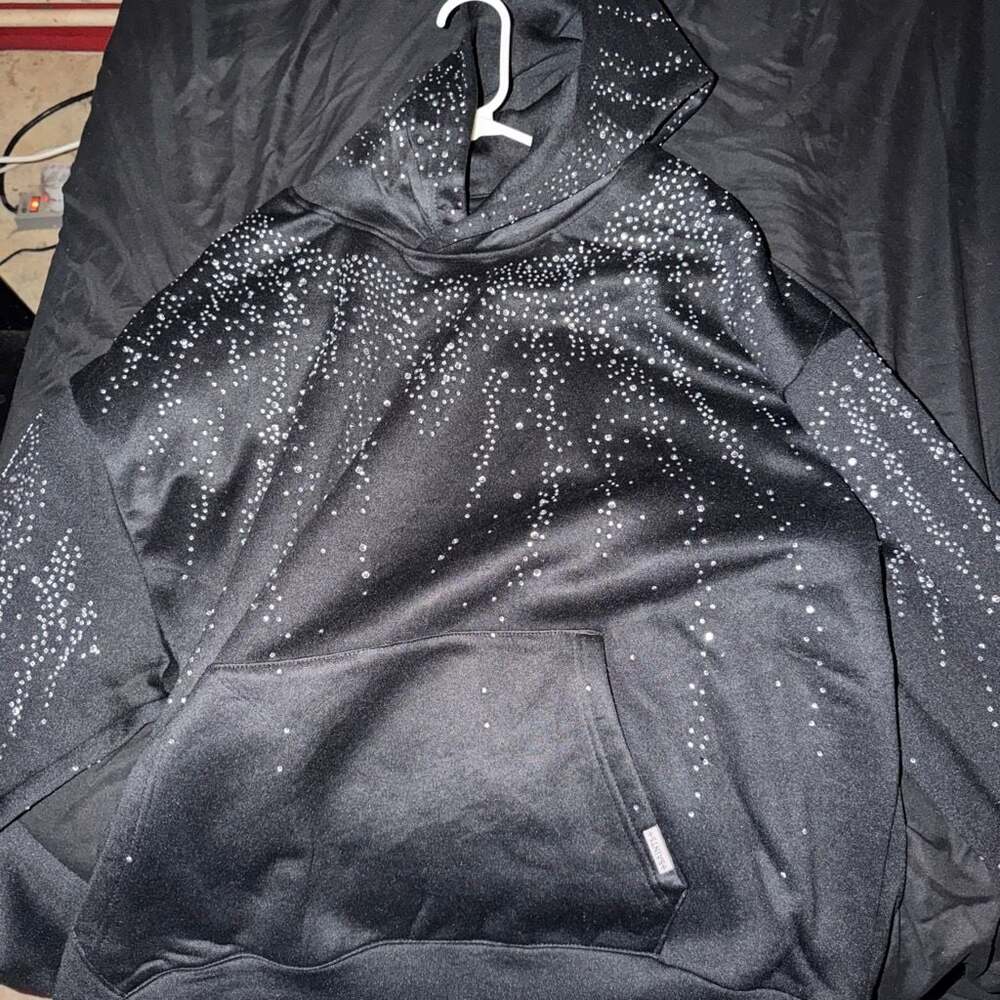 Saint Sinners Black Rhinestone Embellished Oversized Hoodie